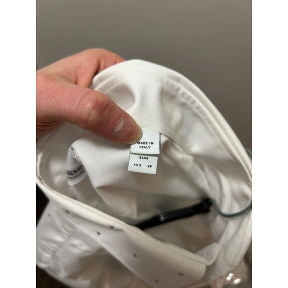 Burberry Crystal Embellished Poplin Dress Shirt Slim Size 15.5 / 39 - Picture 10 of 11